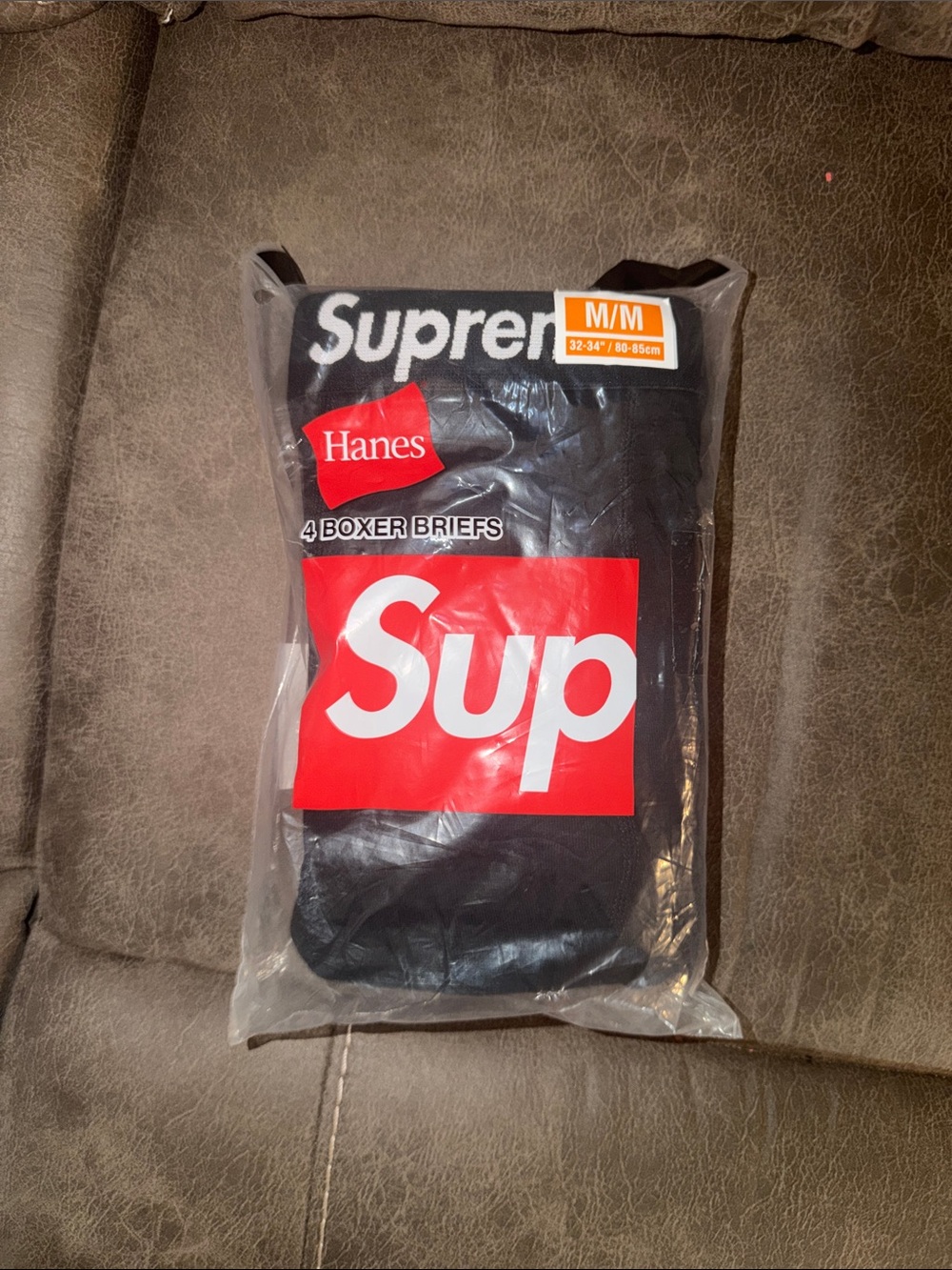 Hanes Suprem Black Boxer Briefs with Red Logo - M/M